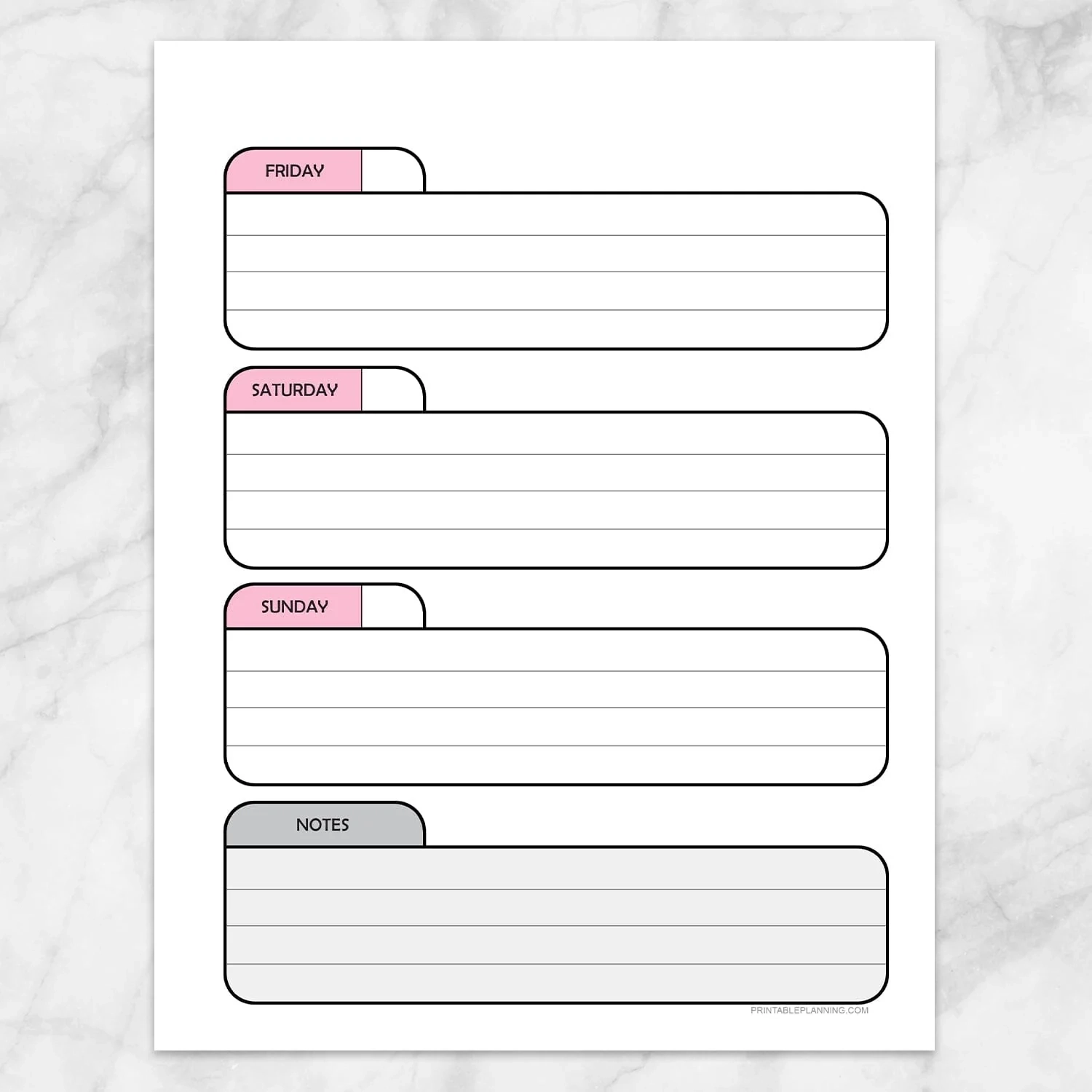 Printable Calendar Weekly Planner
