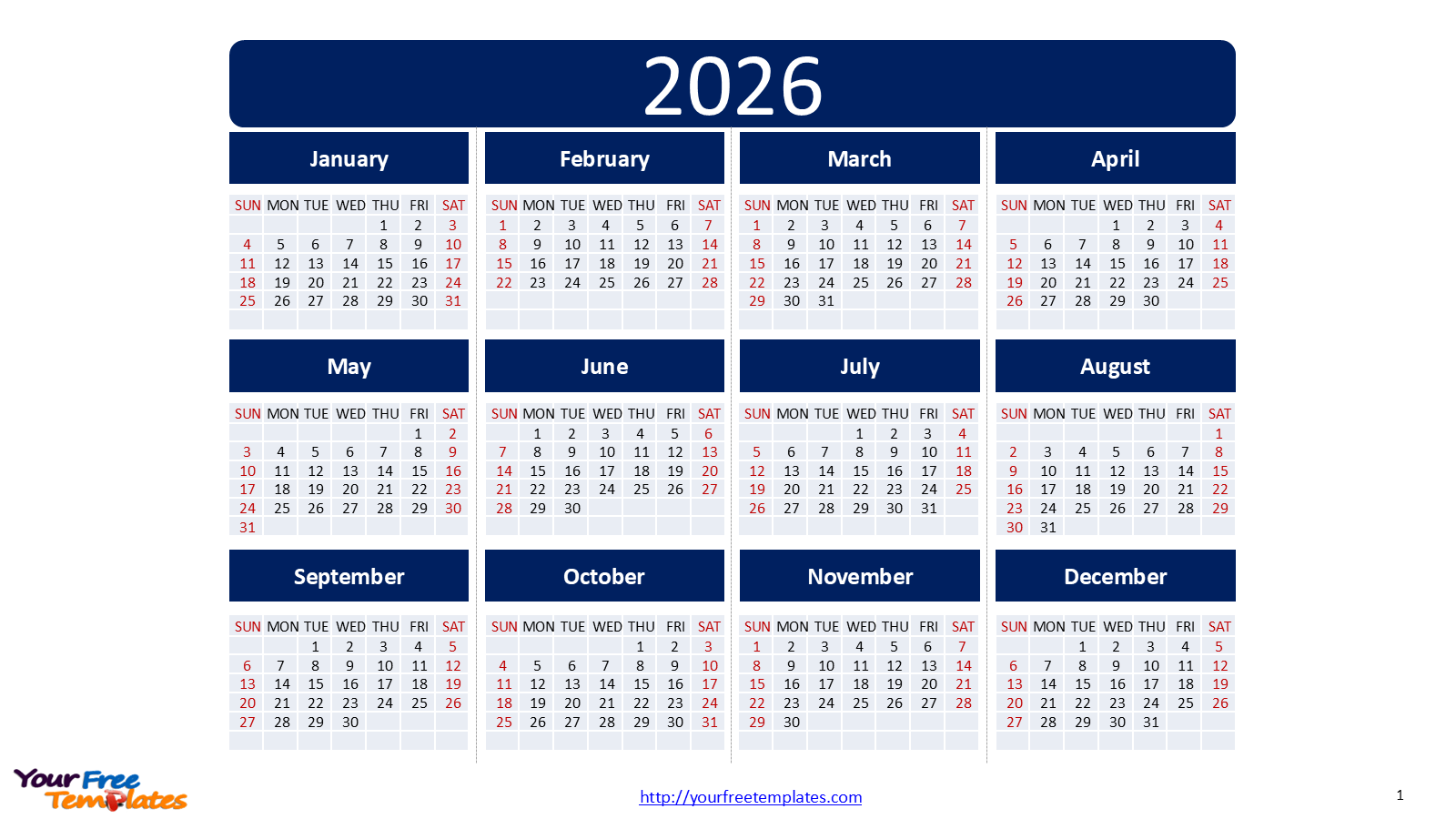 Weekly Printable Calendar 2026 Weekly Printable Calendar 2026