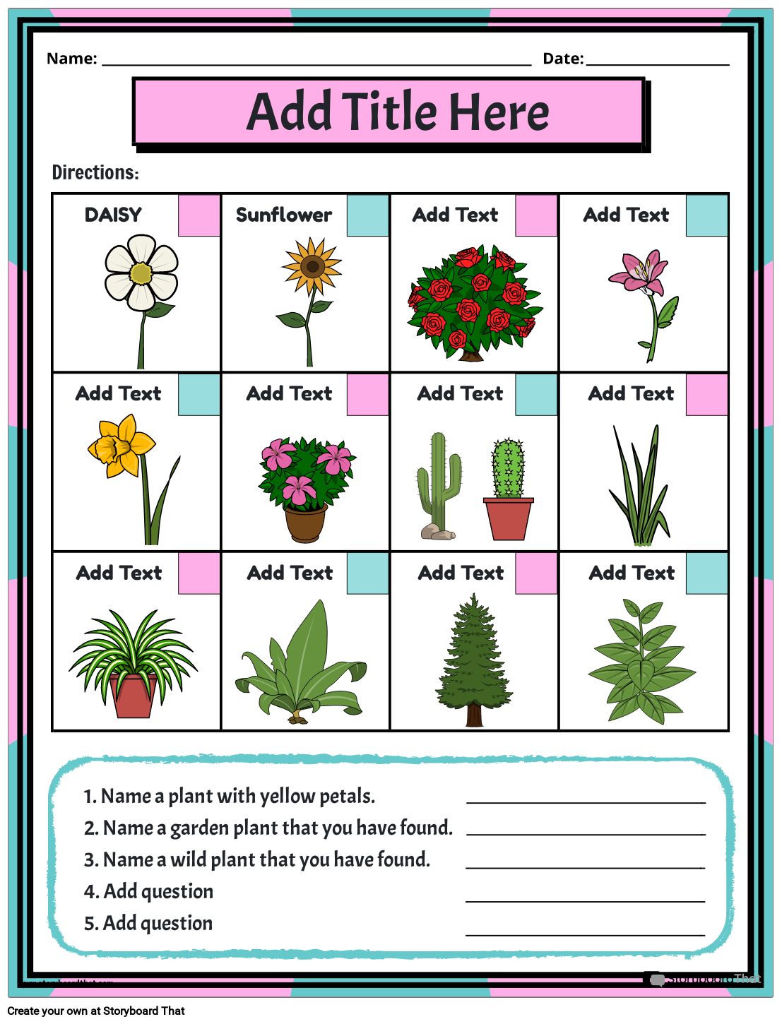 Plant Worksheets Free Customizable From Storyboard That