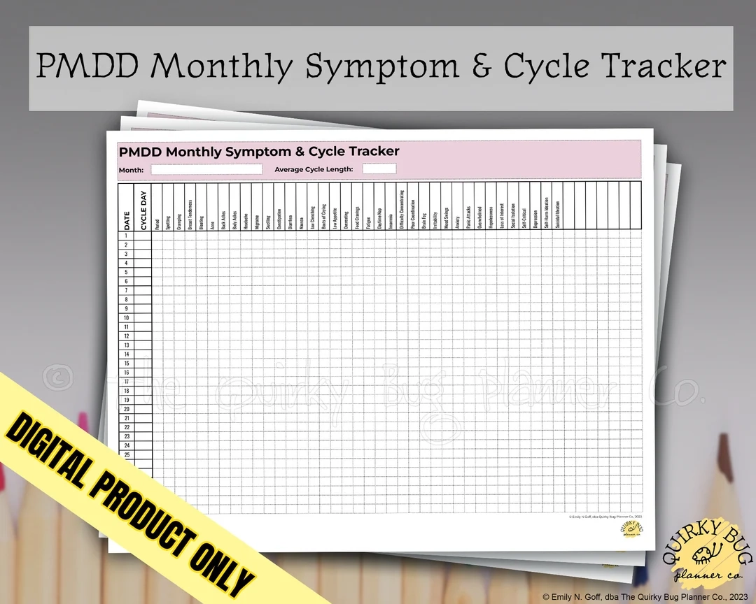 Printable Pmdd Symptoms Chart