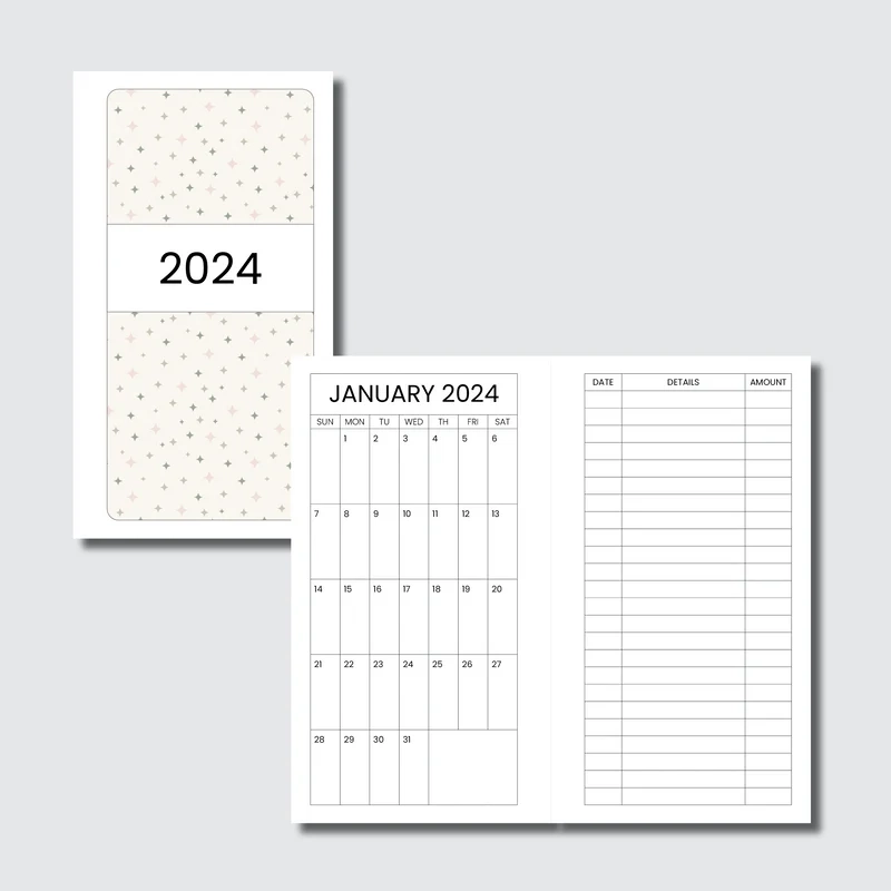 Pocket Rings Size 2024 Monthly Expense Calendar Printable Insert AnniePlansPrintables LLC
