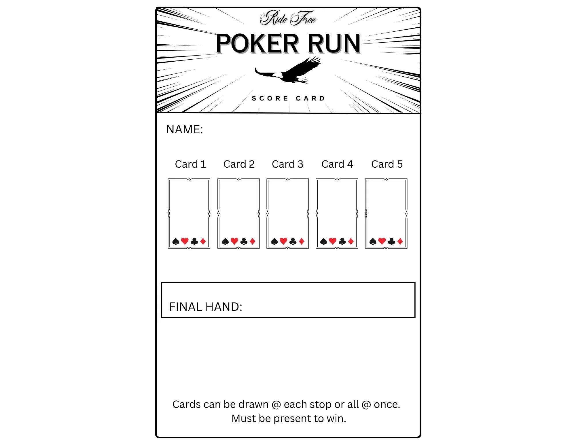 Poker Run Score Cards Etsy Poker Run Score Cards Etsy