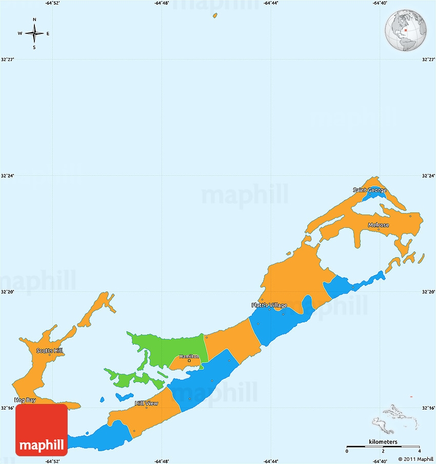 Political Simple Map Of Bermuda Single Color Outside Worksheets Library