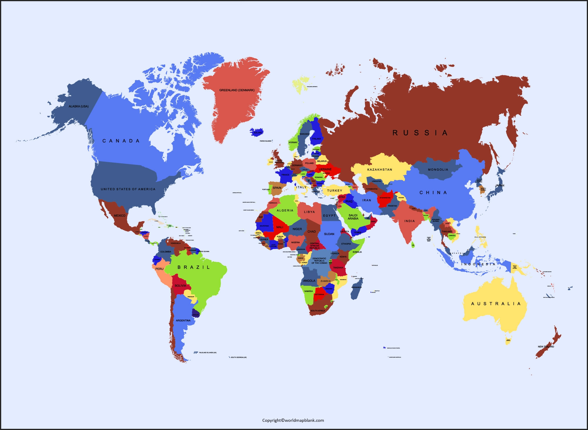 Political World Map Printable Map Of The World PDF 