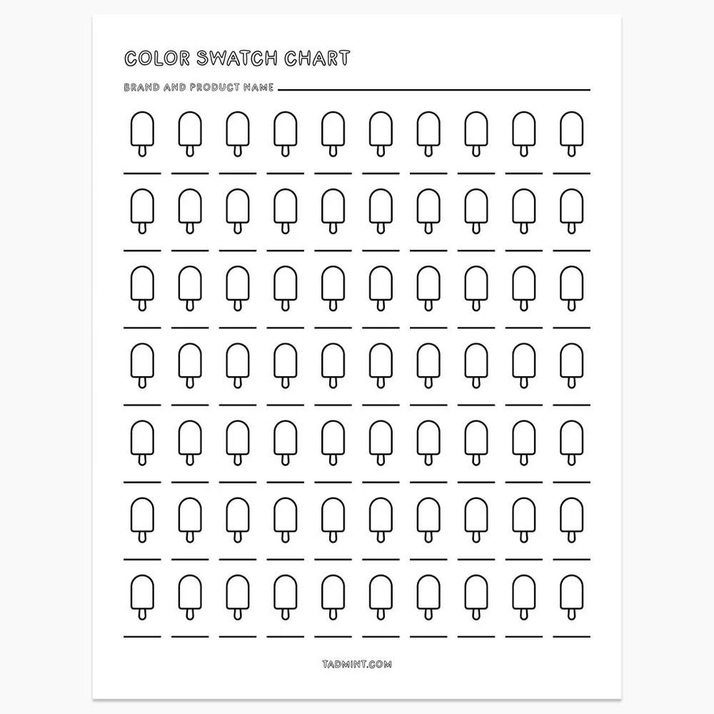 Popsicle Color Swatch Chart Instant Download Printable PDF TADMINT Design Resource And Merchandise For Creatives