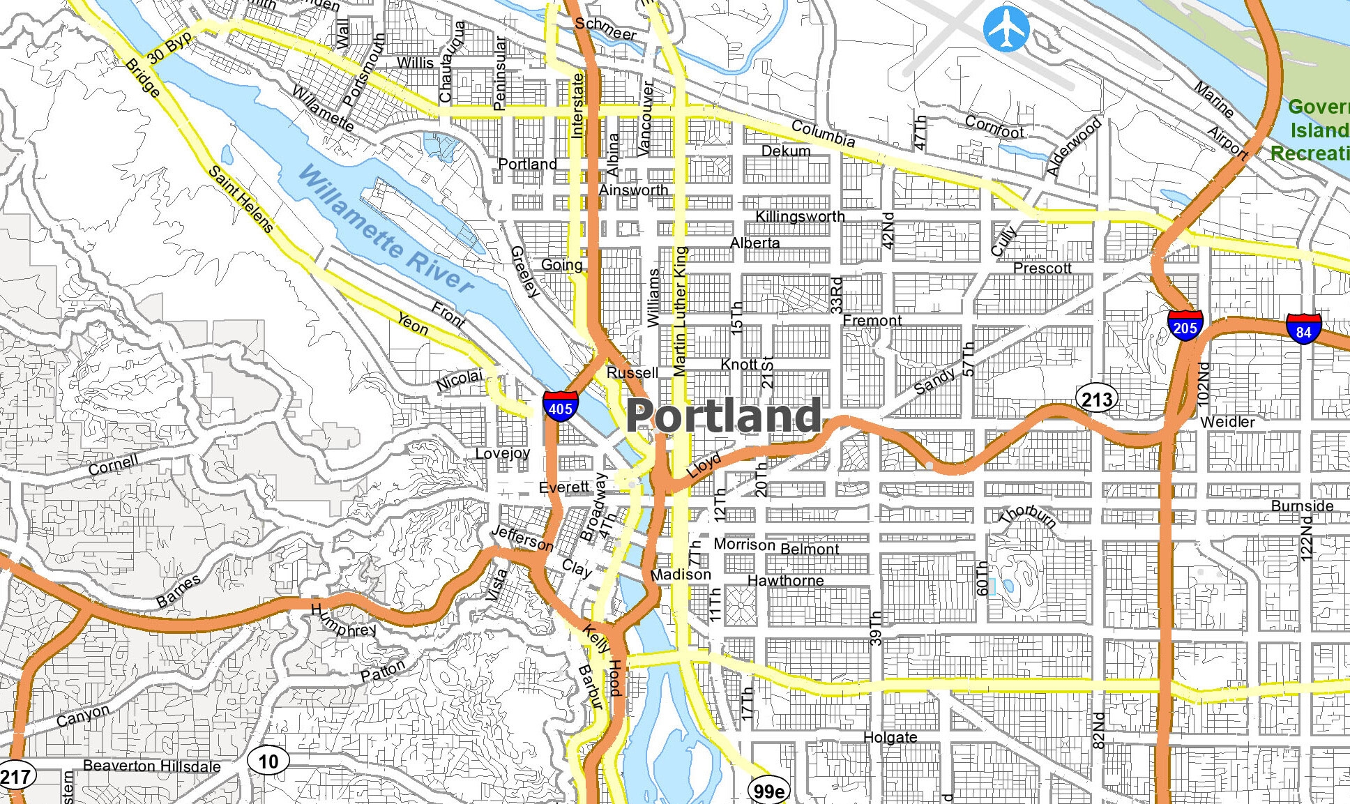 Printable Portland Map