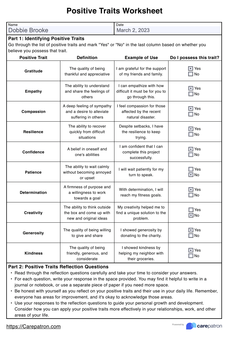 Printable Positive Psychology Worksheets