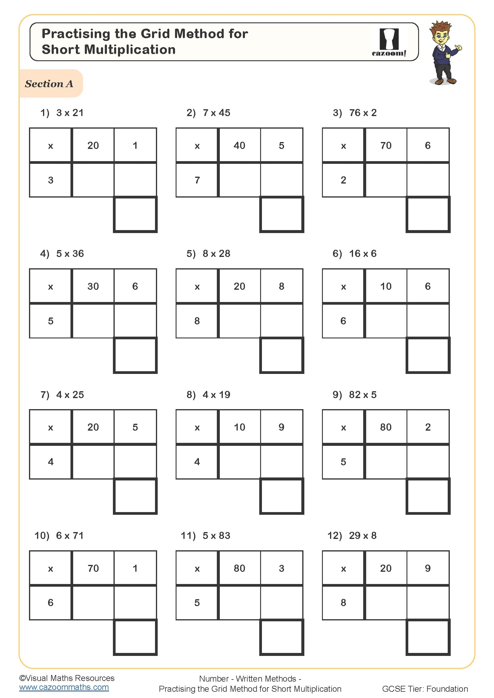 Practising The Grid Method For Long Multiplication Worksheet Printable PDF Worksheets Practising The Grid Method For Long Multiplication Worksheet Printable PDF Worksheets