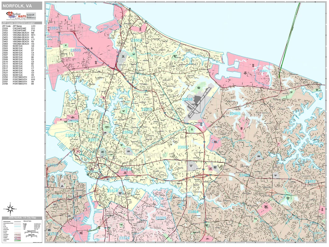 Premium Style Wall Map Of Norfolk VA By Market Maps American Map Store Premium Style Wall Map Of Norfolk VA By Market Maps American Map Store