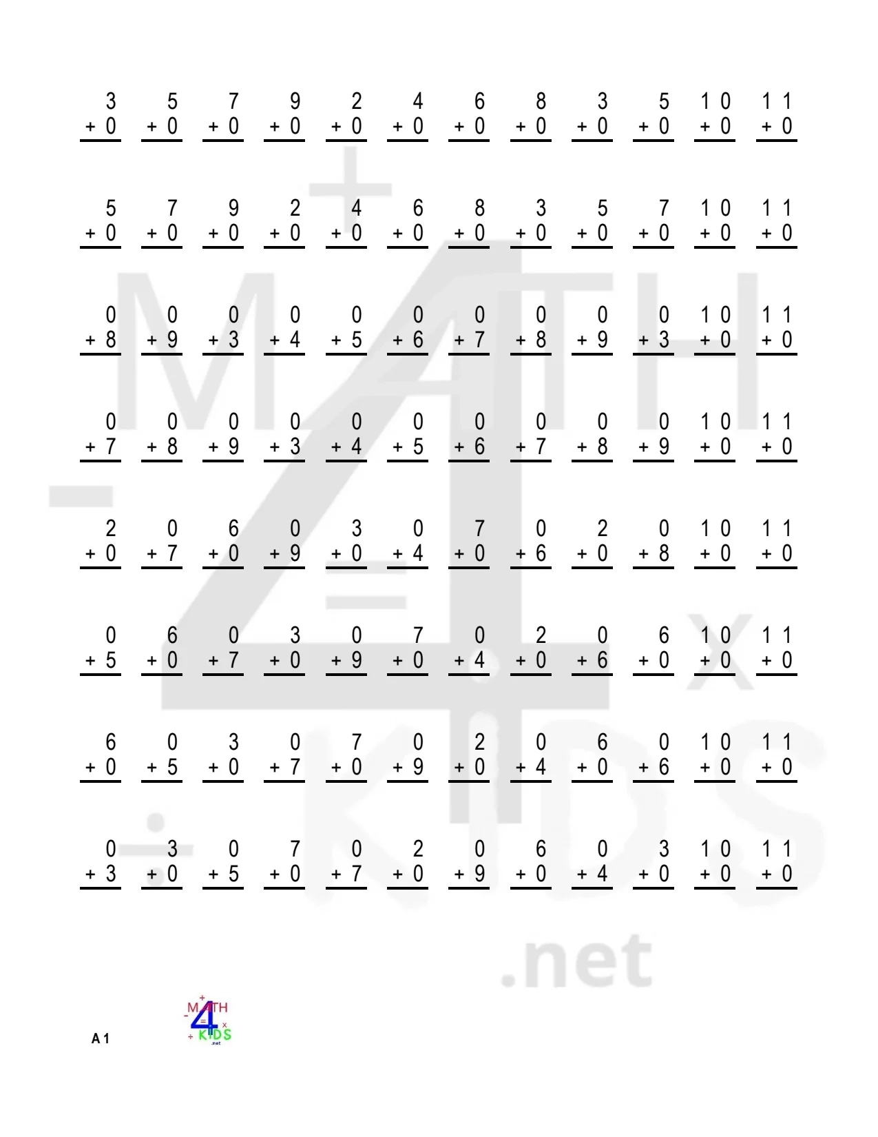 Printable Addition Worksheets Math4Kids