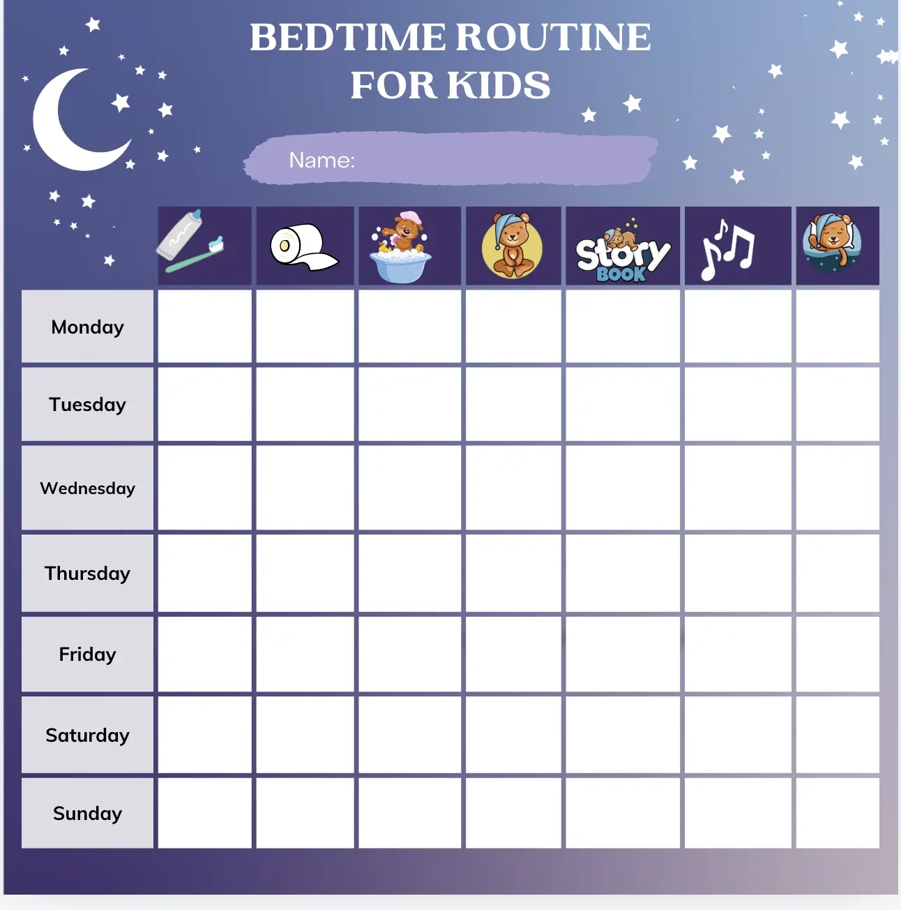 Printable Bedtime Chart