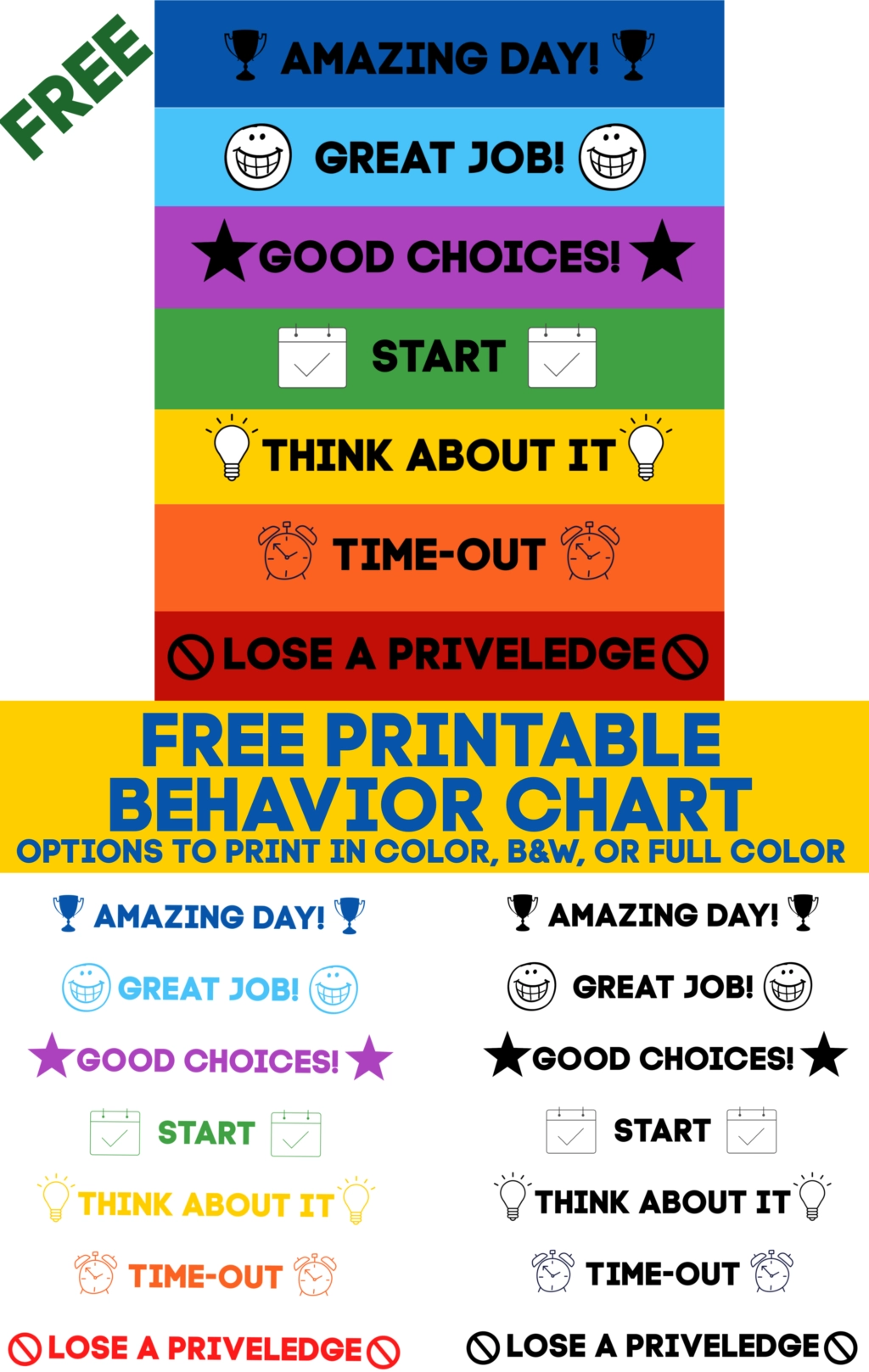 Behavior Clip Chart Printables