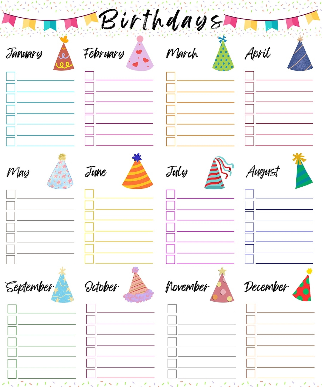 Printable Birthday Tracker Birthday List Organizer PDF Etsy
