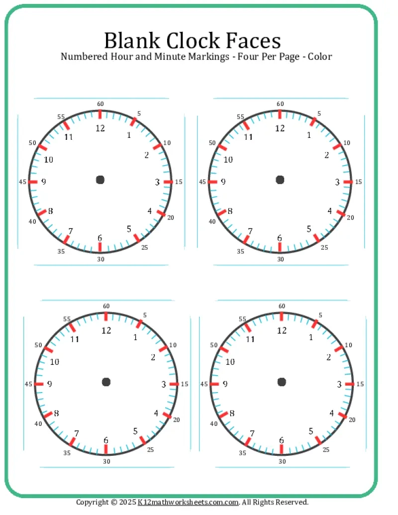 Printable Blank Clock Face Templates