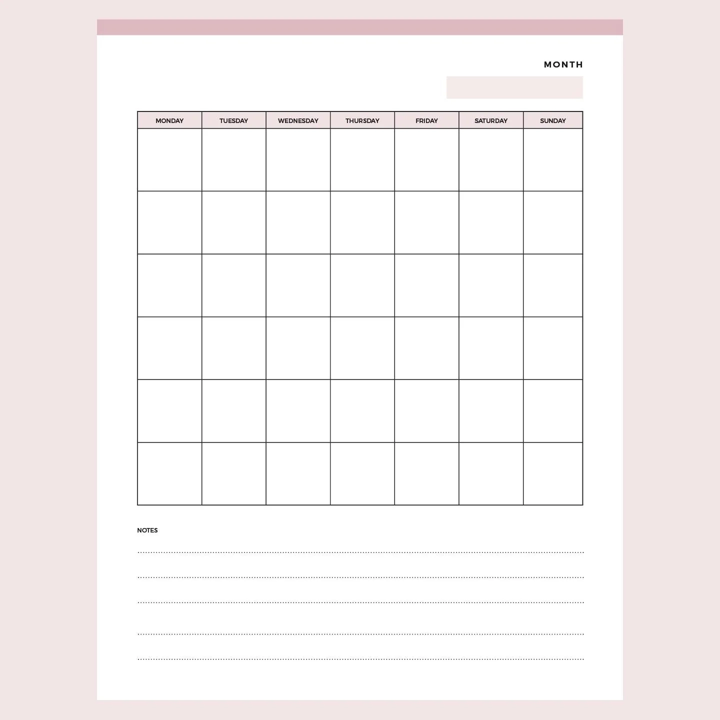 Printable Blank Monday To Sunday Calendar Plan Print Land