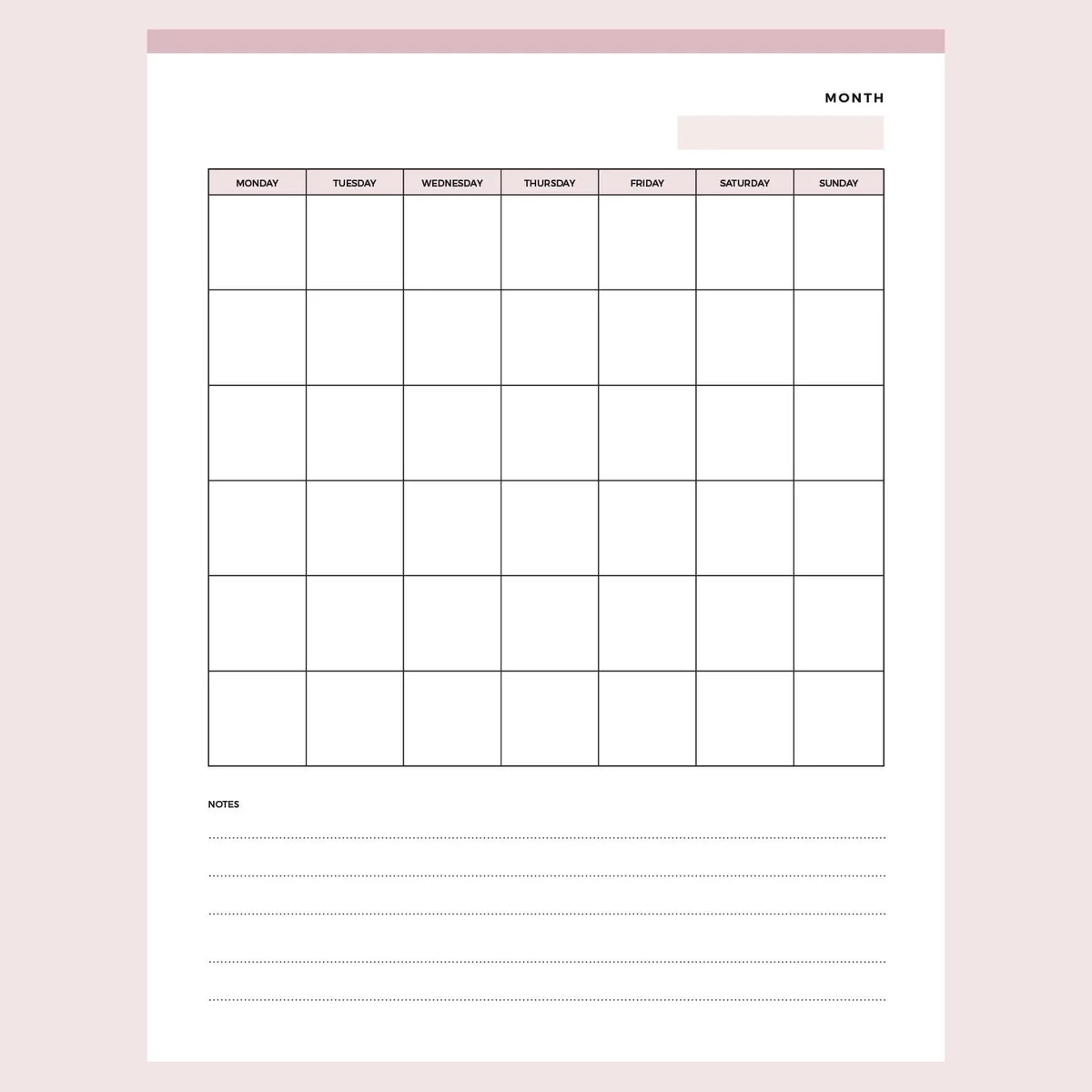 Printable Blank Monday To Sunday Calendar Plan Print Land