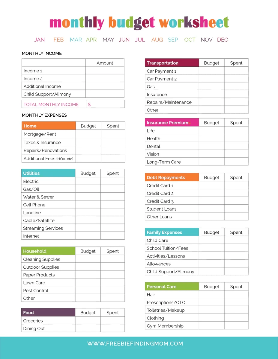 Simple Budget Worksheet Printable