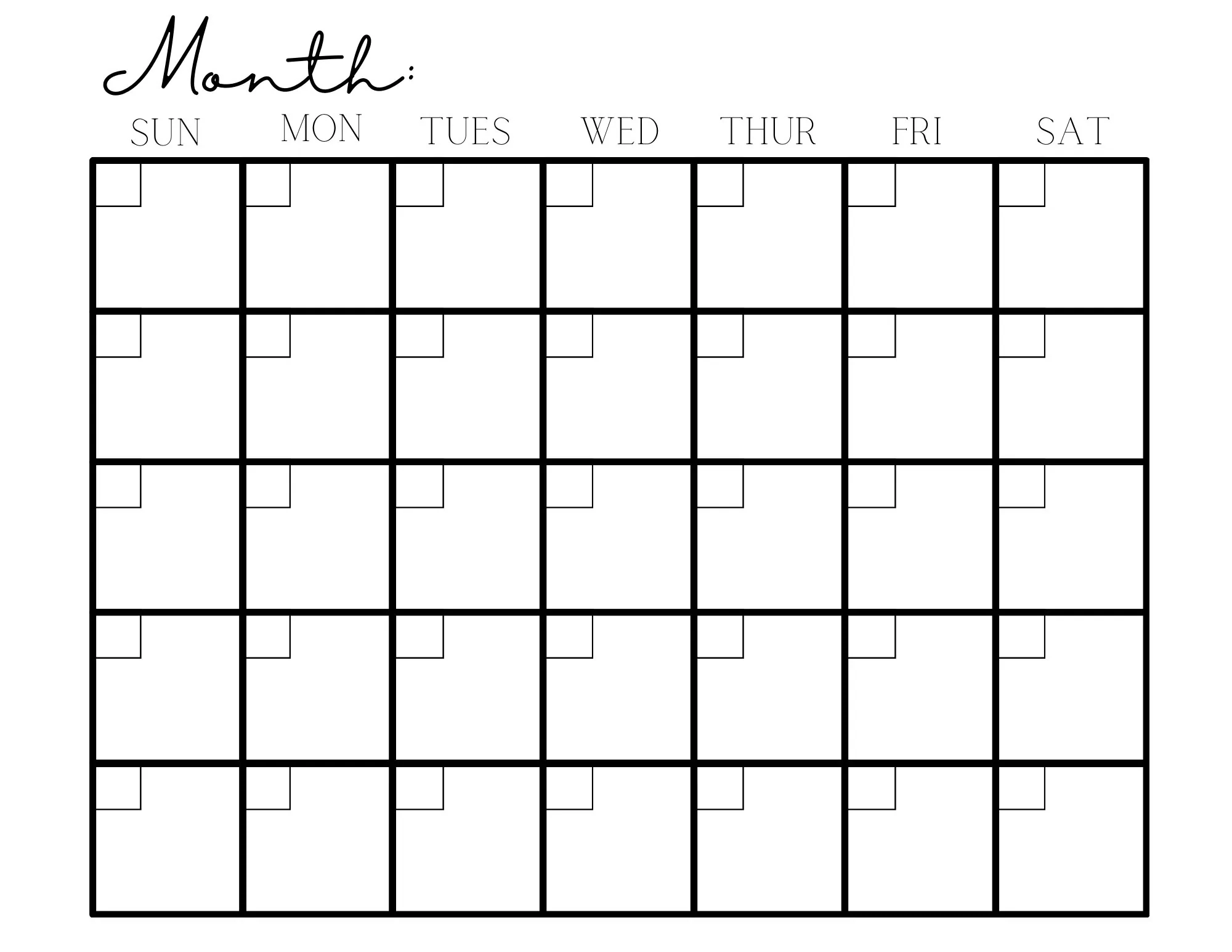 Printable Calendar 11x8 5 blank Calendar Etsy