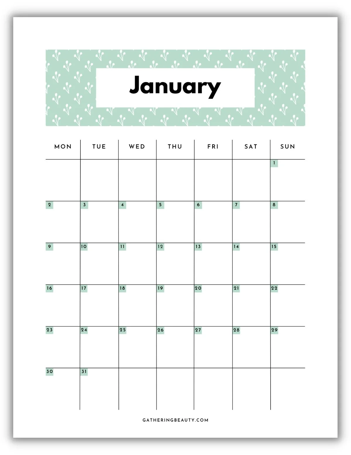 Calendar Paper Printable