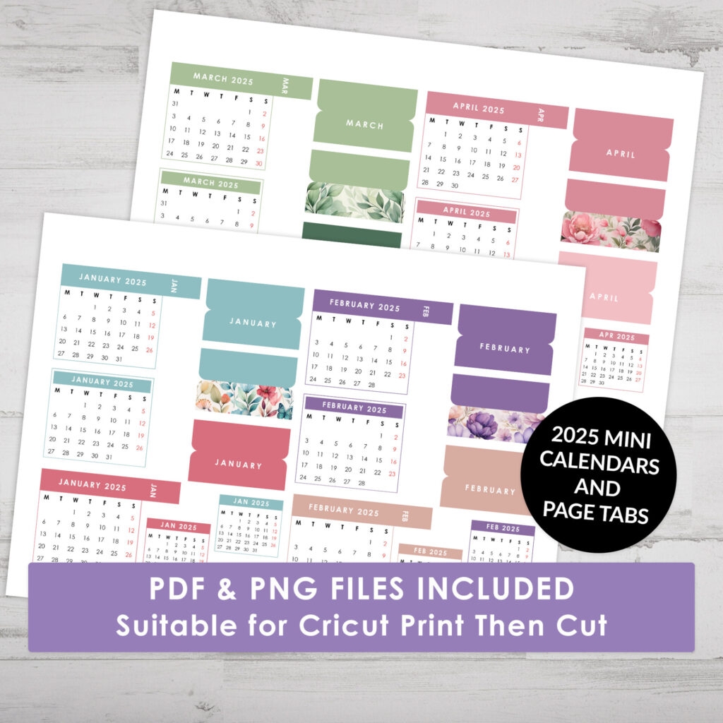 Printable Calendars 2025 Watercolor Floral Space And Quiet
