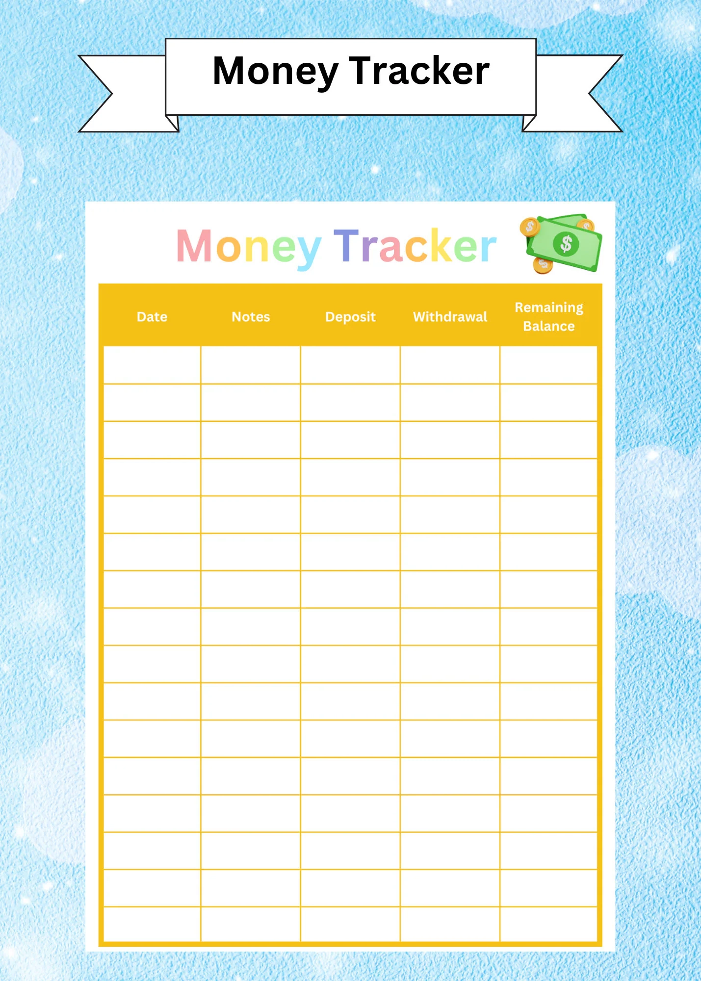 Printable Money Tracking Sheets