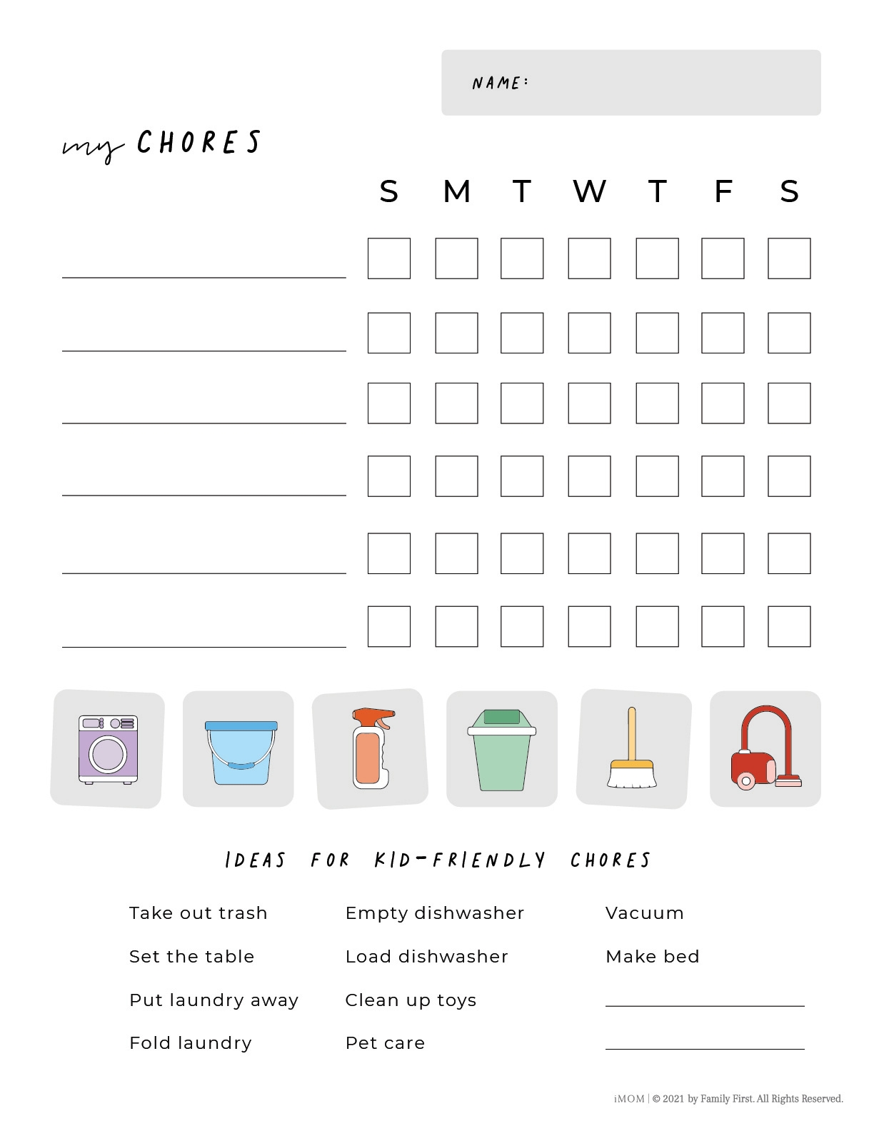 Printable Chore Chart For Tweens