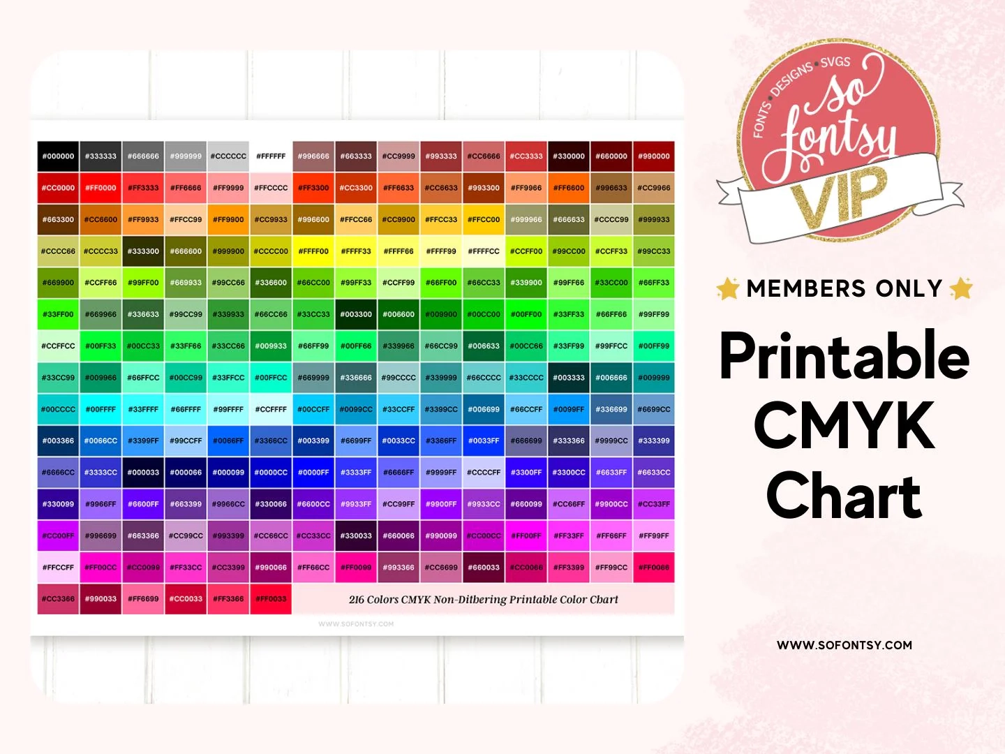 Printable CMYK Color Chart So Fontsy