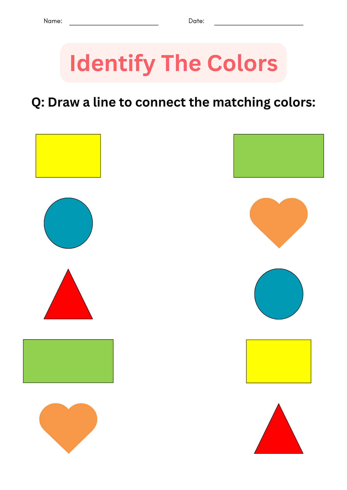 Kindergarten Printable Color Worksheet