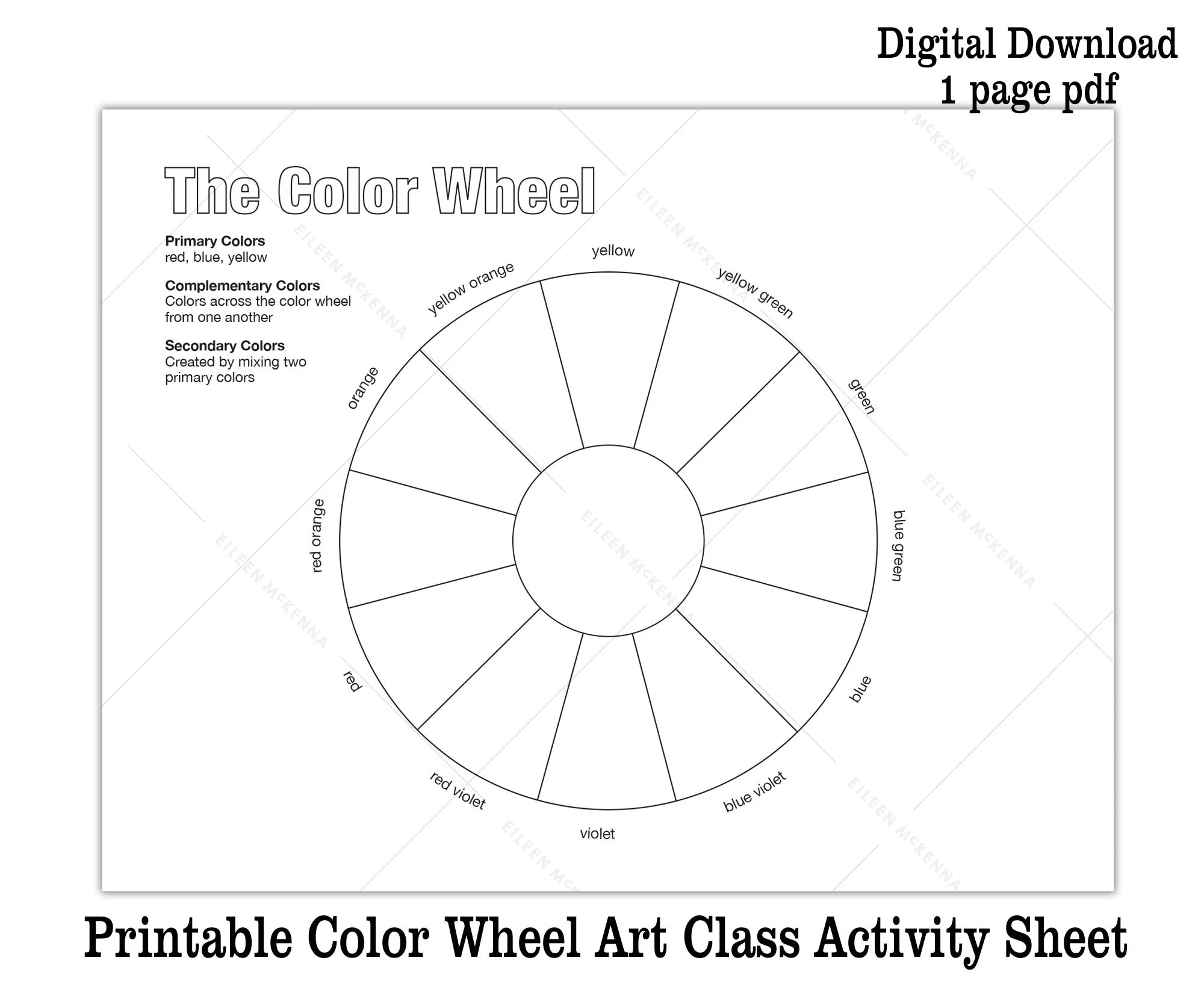 Free Printable Color Wheel Worksheet Pdf