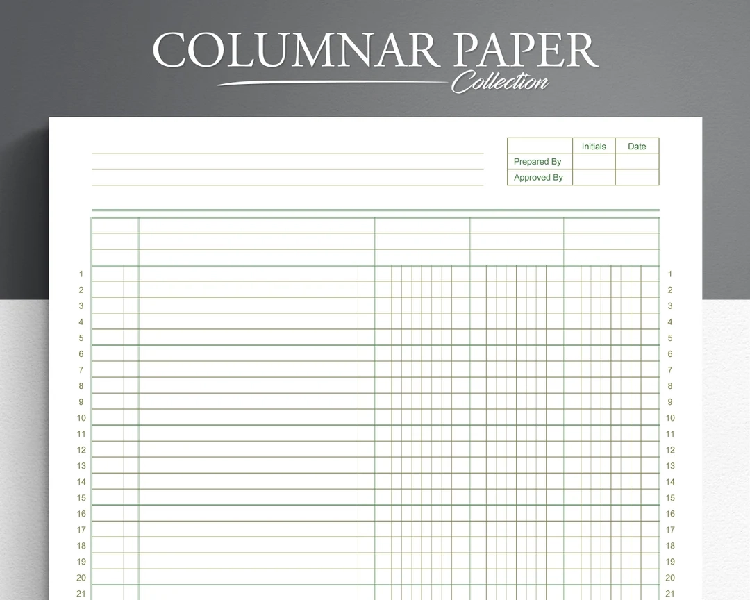 Printable Columnar Paper Accounting Ledger Digital Ledger Paper Printable Ledger Paper Ledger Book Etsy