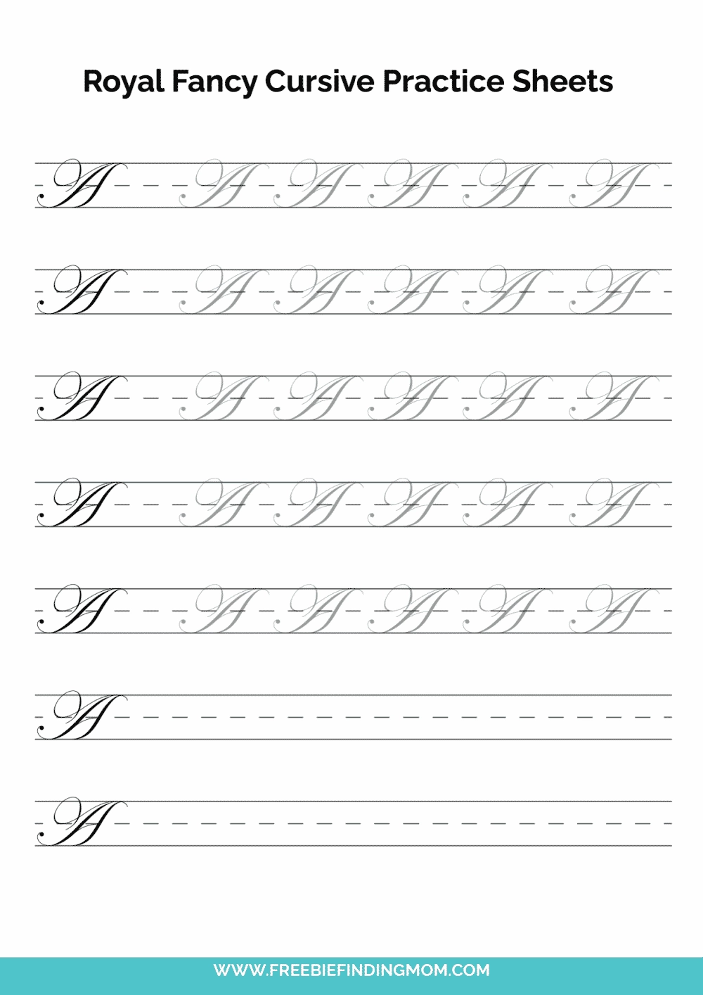 Printable Cursive Alphabet Practice Sheets Royal Fancy Capital A Printable Cursive Alphabet Practice Sheets Royal Fancy Capital A