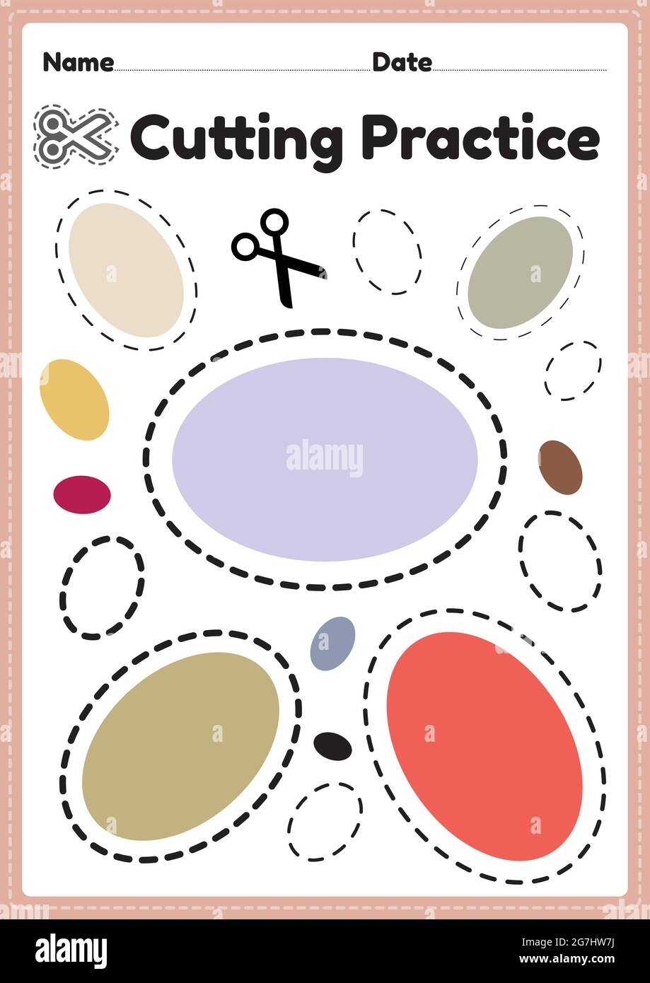 Printable Cutting Activities For Toddlers And Preschool Kids To Cut The Paper With Scissors To Improve Motor Skills Coordination And Develop Small Stock Vector Image Art Alamy