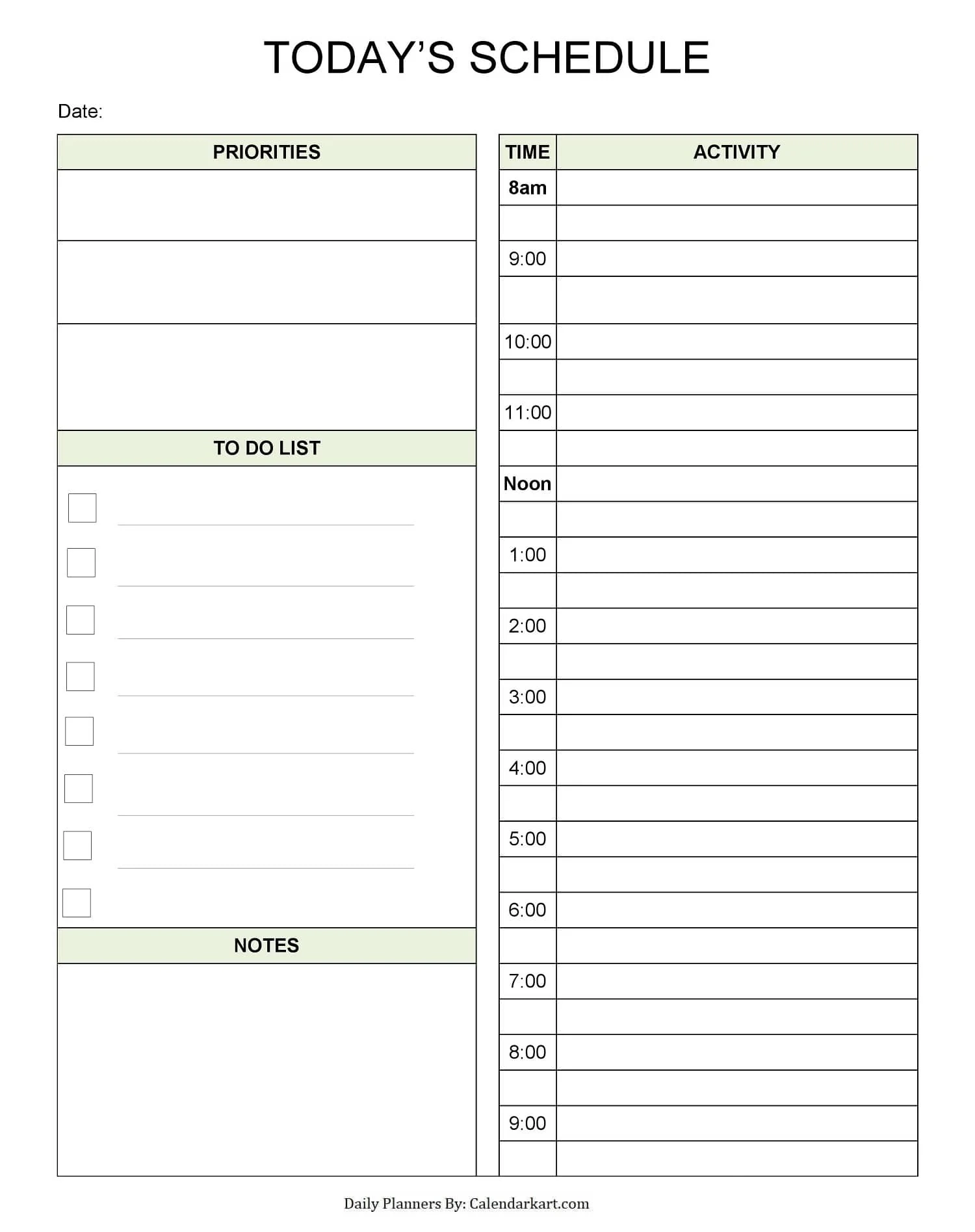 Printable Daily Planner Template Calendarkart Printable Daily Planner Template Calendarkart