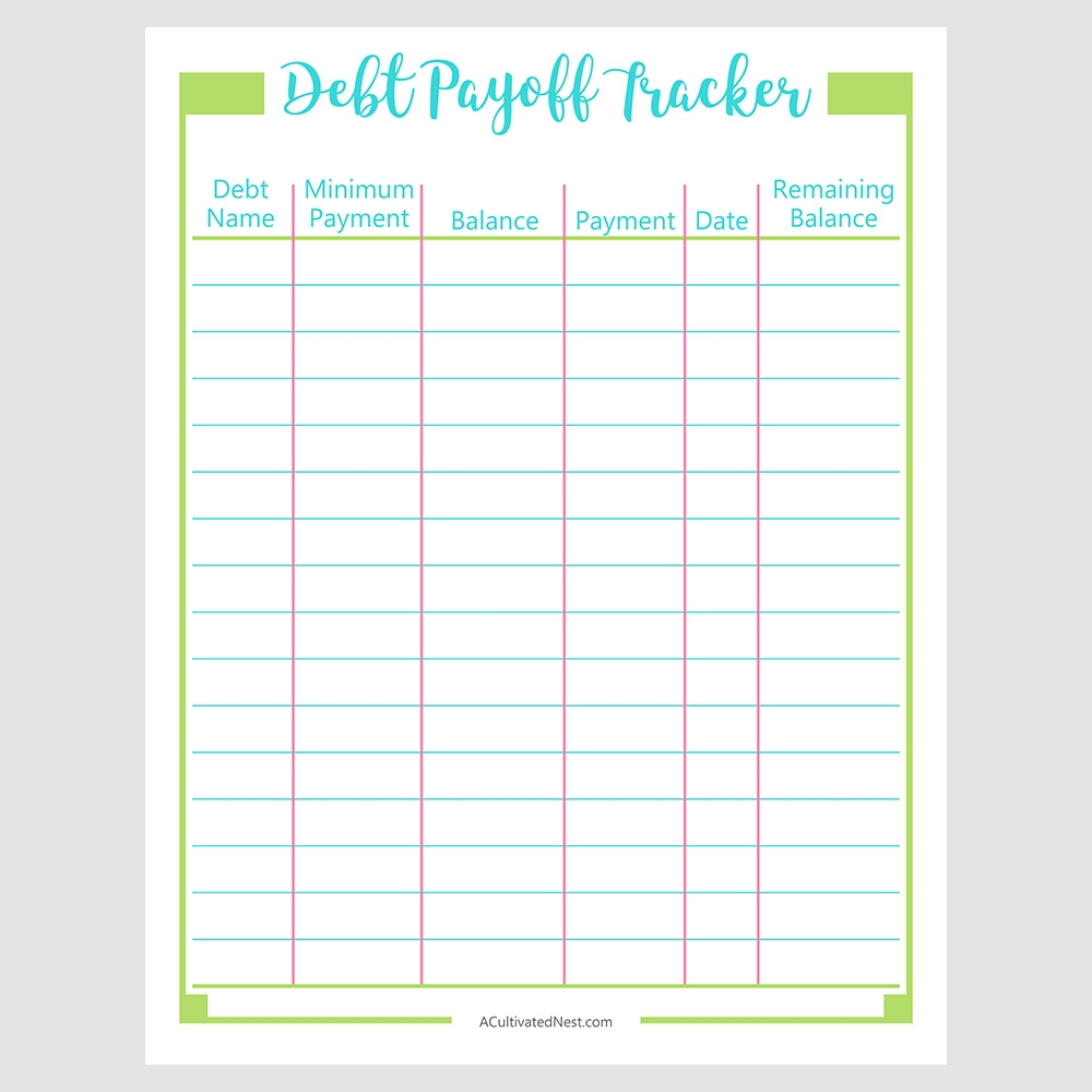 Printable Debt Payoff Tracker