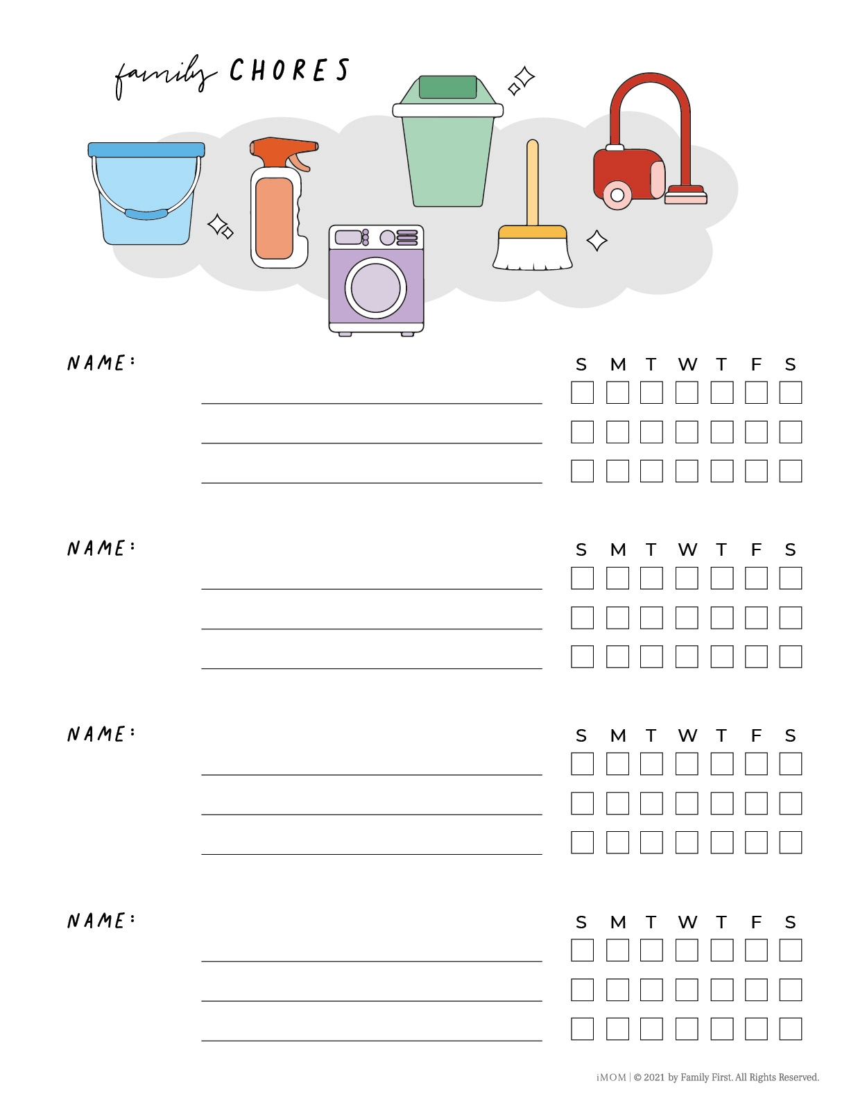 Printable Family Chore Charts