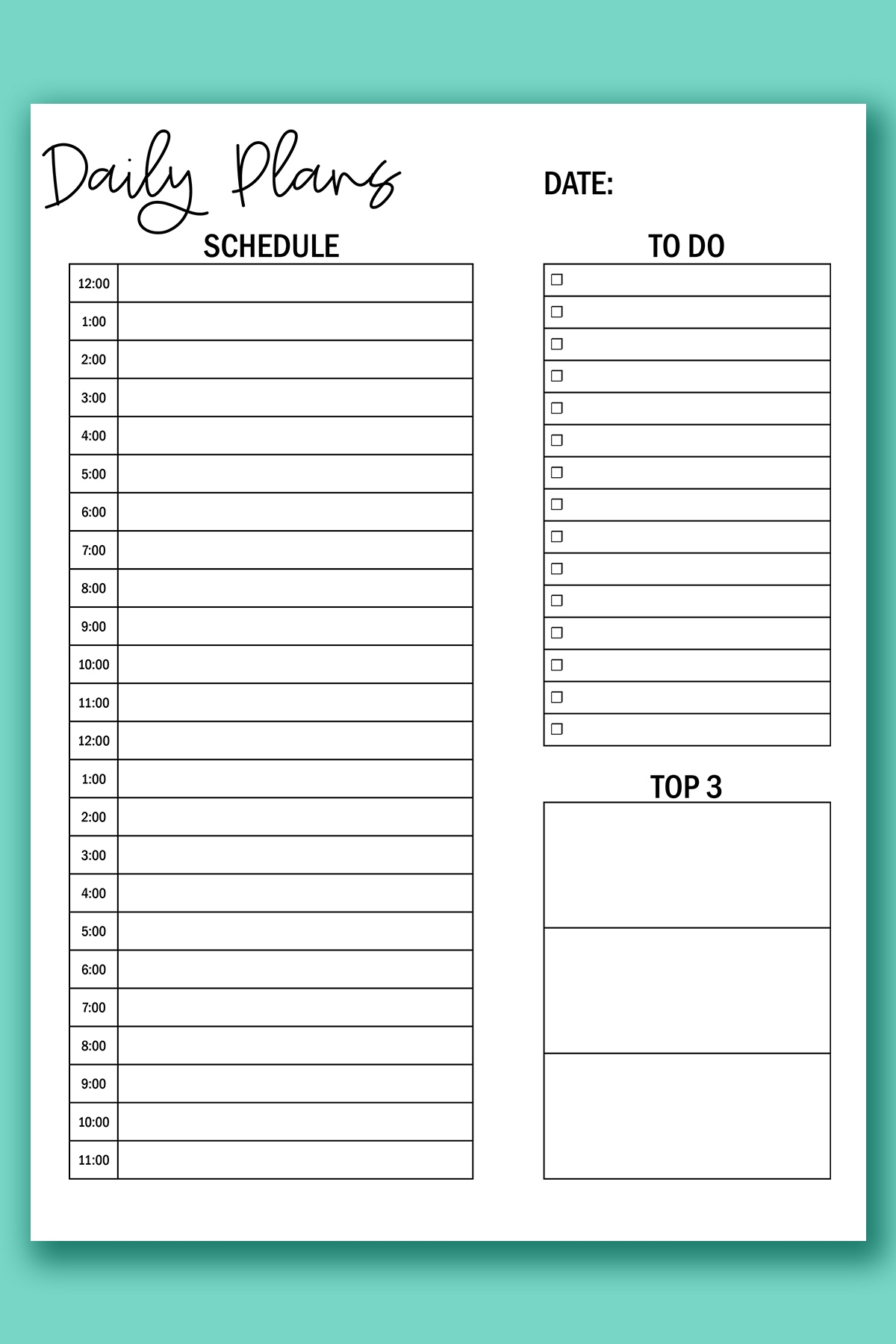 Printable Hourly Calendar Set Daily And Weekly Hourly Calendars