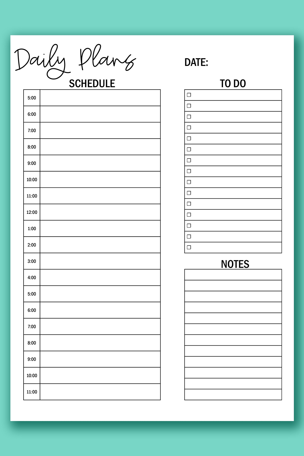 Printable Daily Calendar By Hour