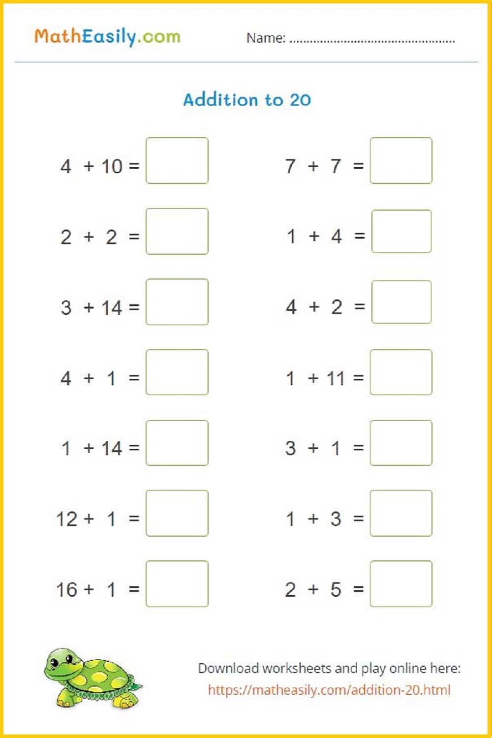Basic Math Printable Worksheets