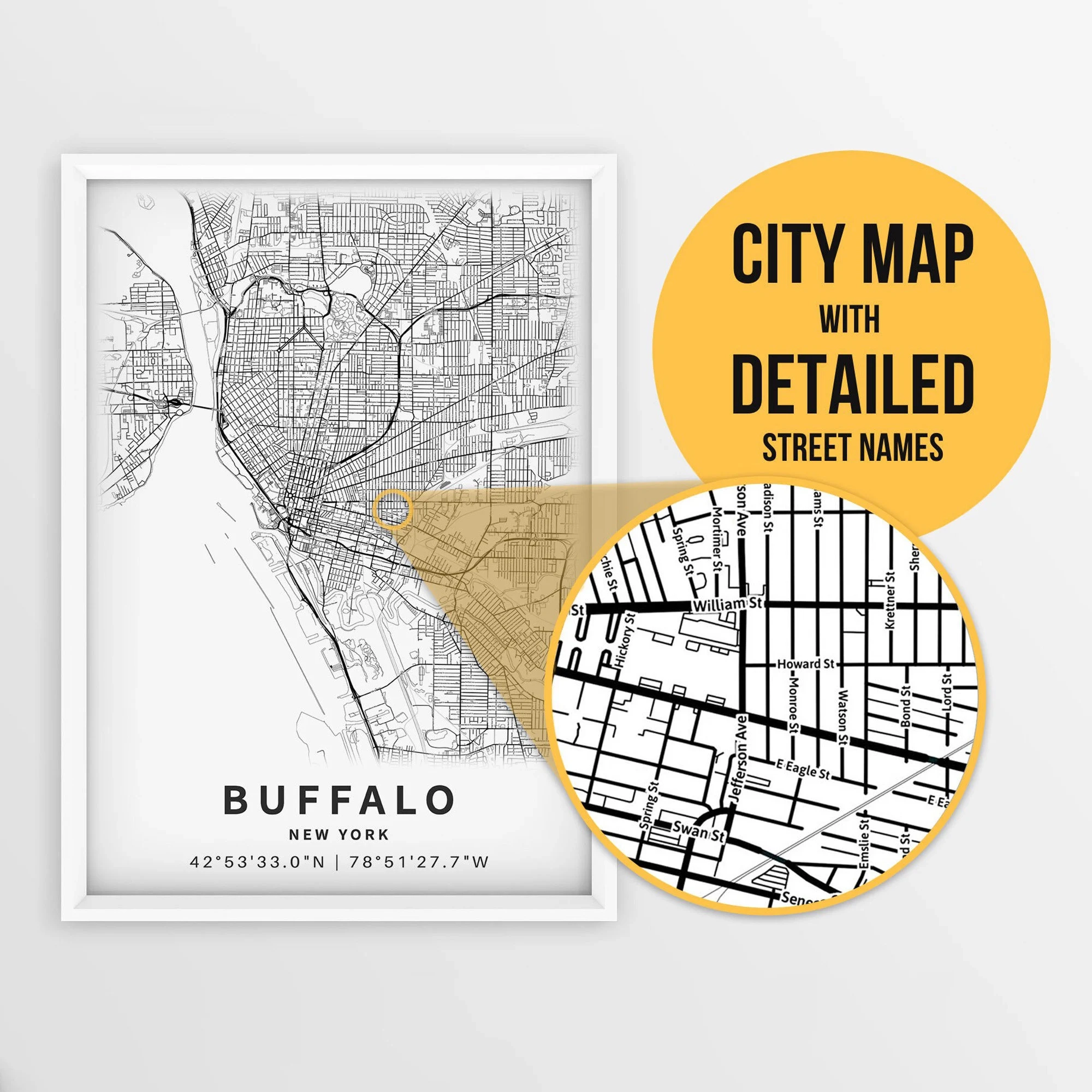 Printable Map Of Buffalo New York USA With Street Names Instant Download City Map Travel Gift City Poster Road Map Print Etsy Printable Map Of Buffalo New York USA With Street Names Instant Download City Map Travel Gift City Poster Road Map Print Etsy