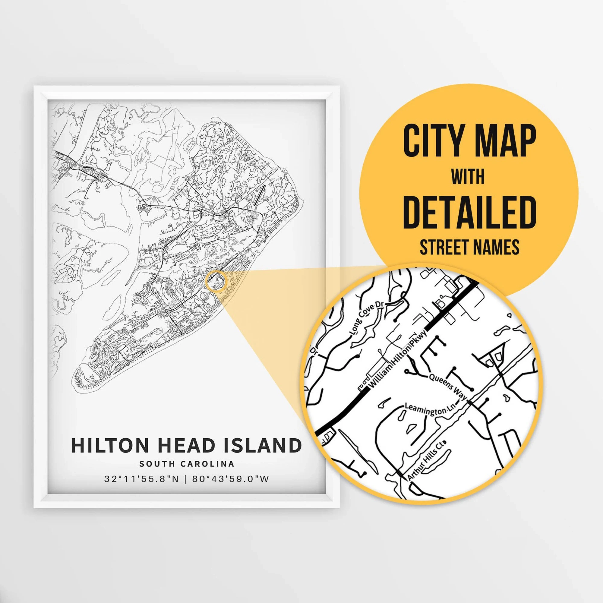 Printable Map Of Hilton Head Island South Carolina USA With 