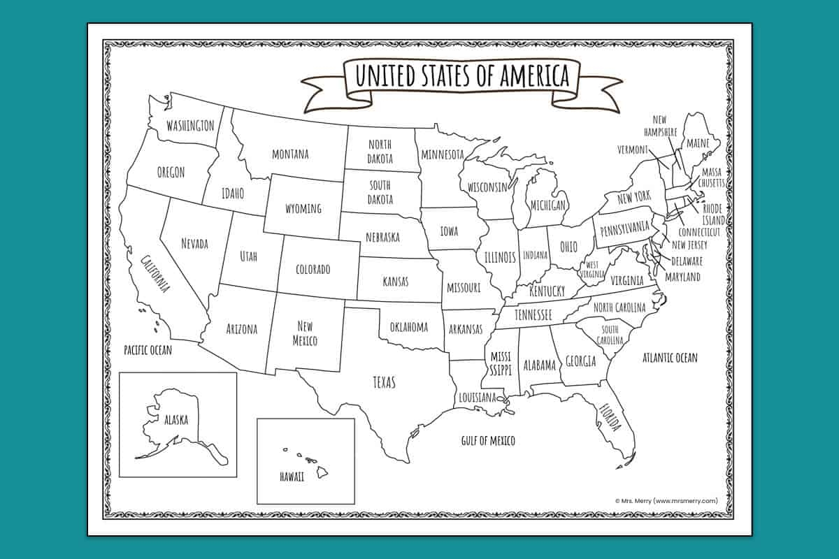 Us Map Printable With States
