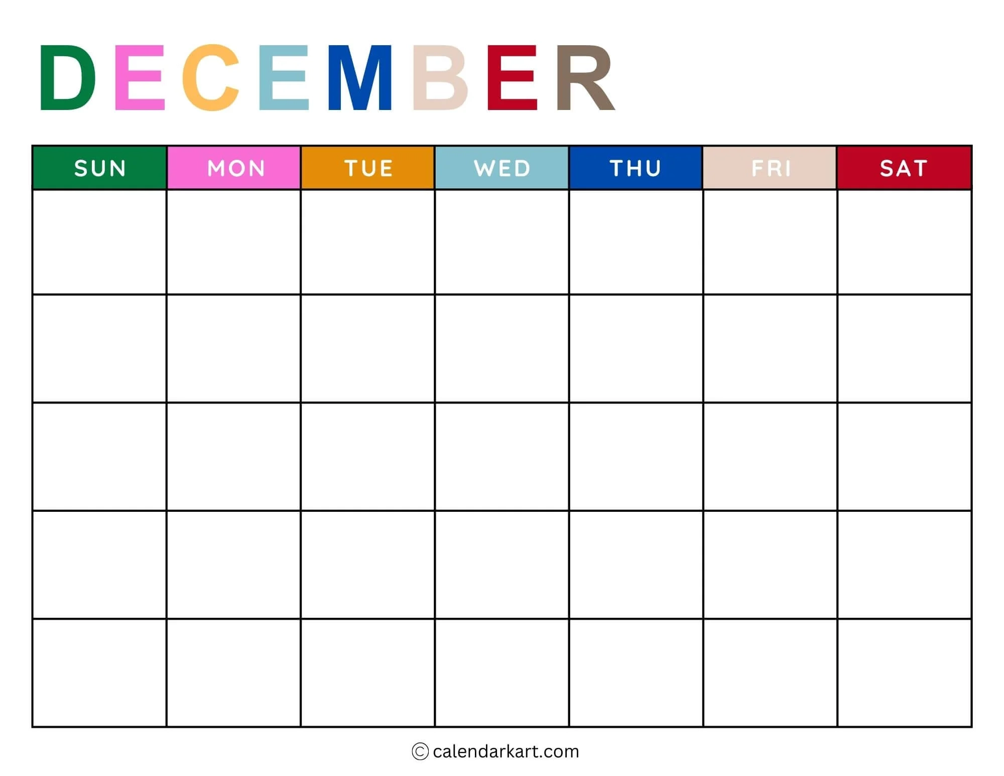 Downloadable Free Printable Blank Calendar Template