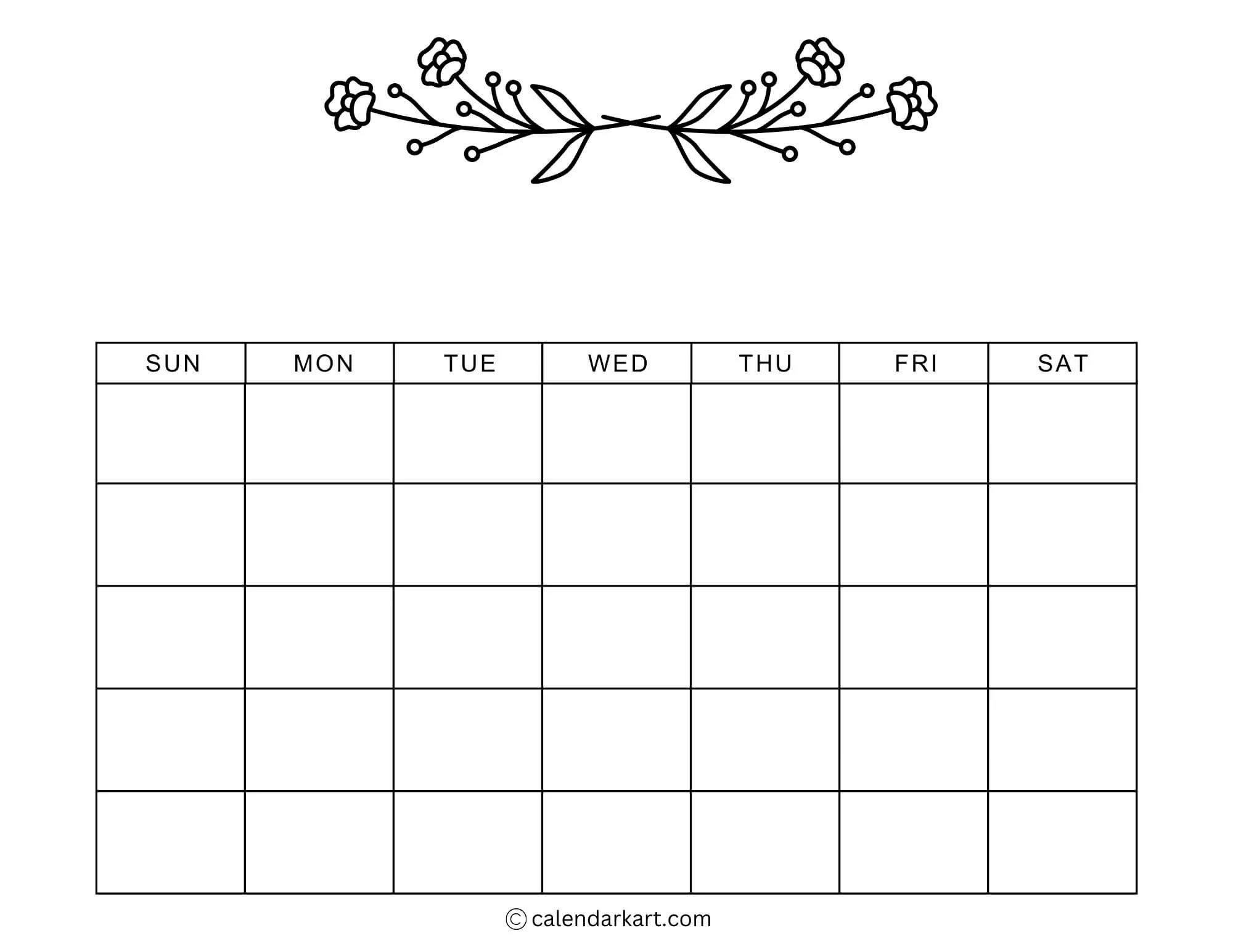 Blank Calendar Printable