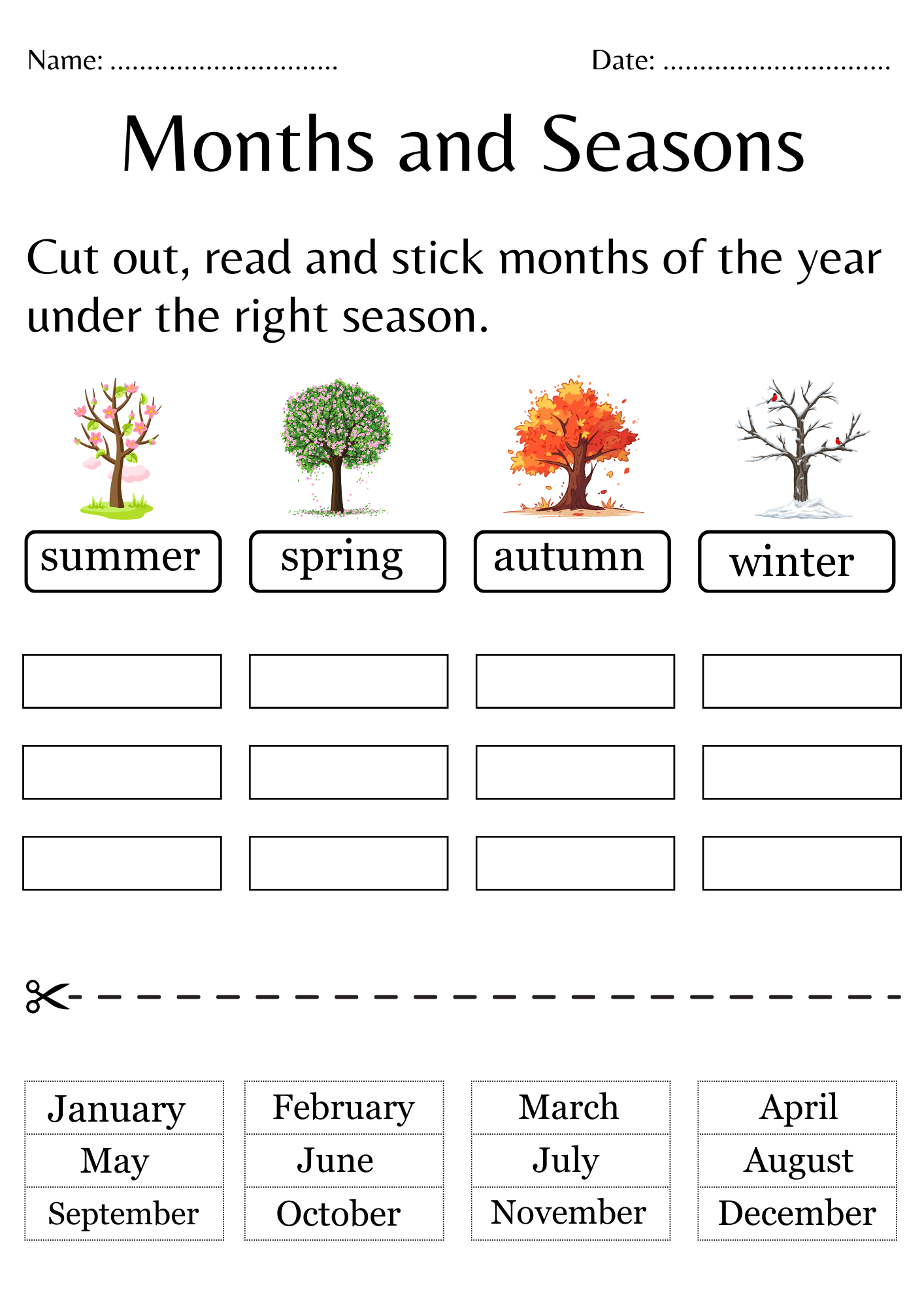 Four Seasons Printable Worksheets