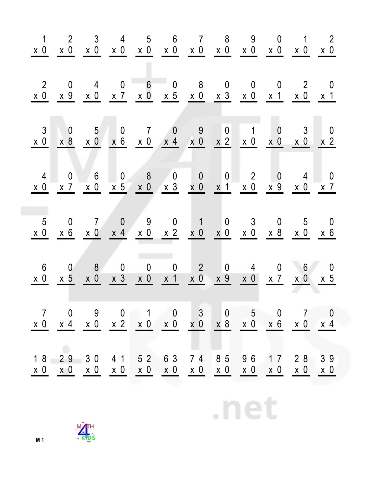 Printable Multiplication Worksheets Math4Kids