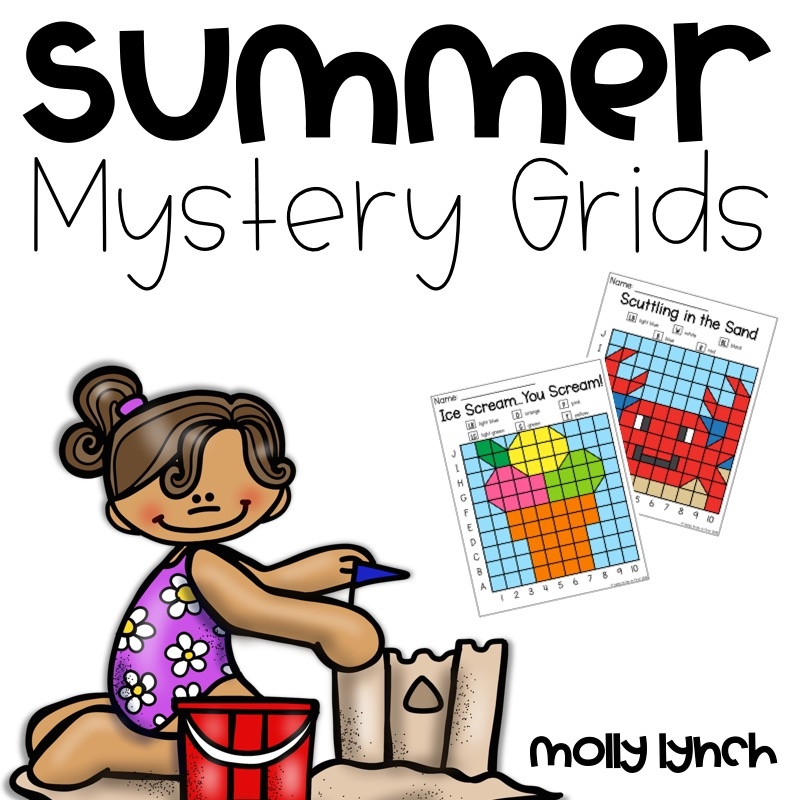 Printable Mystery Grid Coloring Pages Summer Themed Coloring Grids