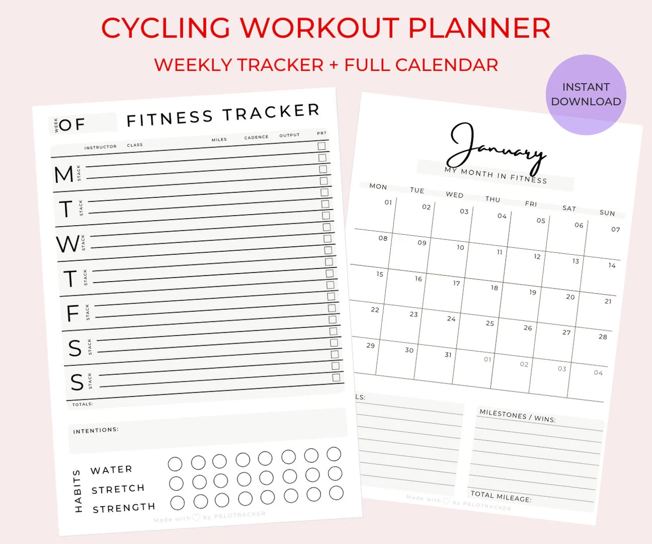 Printable Peloton Workouts Peloton Workout Calendar