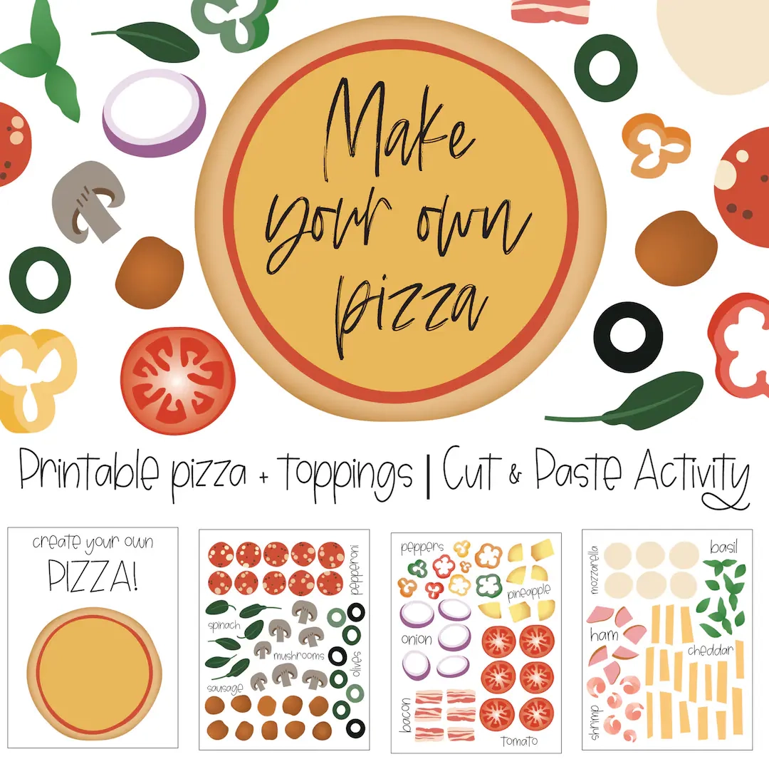 Printable Pizza Activity Pizza Worksheet Instant Download Pizza Cut And Paste Elementary Worksheet Cut And Paste Printable Pre k Etsy