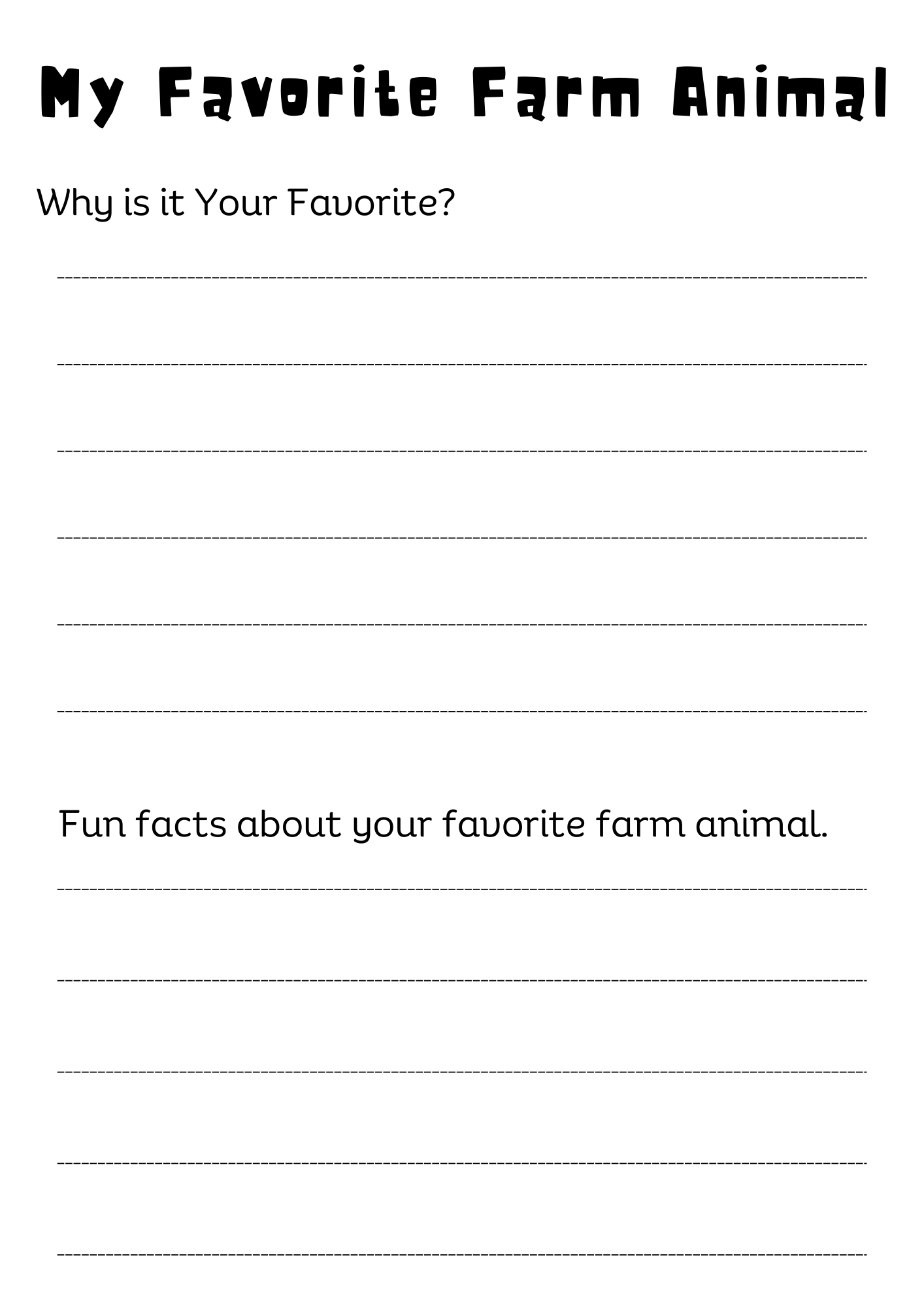 My Favorite Animal Worksheet Printable