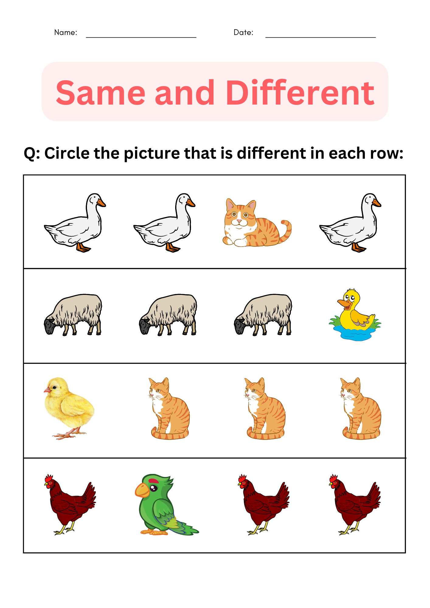 Printable Same And Different Worksheets For Kindergarten Made By Teachers Printable Same And Different Worksheets For Kindergarten Made By Teachers